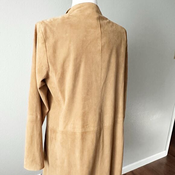Eileen Fisher Tan Goat Suede Open Drape Front Jacket Women's Size Medium - Picture 10 of 15